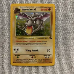 Pokemon TCG Aerodactyl Fossil Holo Rare Card 1/62￼1999 Rare NM Prerelease Stamp - Image 1