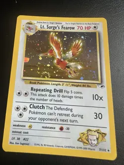Pokemon TCG Lt. Surge's Fearow Gym Heroes Holo Rare 7/132 70 HP English Stage 1 - Image 1