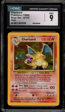Pokemon Charizard Base Set Unlimited Holo Rare #4 CGC 9 Mint - Image 1