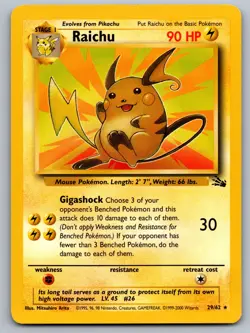 Raichu 29/62 Rare Fossil Pokemon Unlimited Lightly Played - Image 1