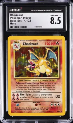1999 POKEMON BASE SET #4 CHARIZARD CGC 8.5 - Image 1