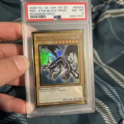 YUGIOH! PSA 8 NM-MT 2020 Red-Eyes Black Dragon MAGO-EN003 1st Edition Gold Rare - Image 1