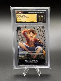 CGC 10 Pristine Monkey.D.Luffy (Tin Vol. 2) P-075 One Piece Promo - Image 1