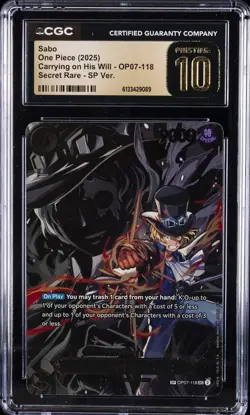 2025 ONE PIECE CARRYING ON HIS WILL SECRET RARE - SP VER. SABO CGC 10 PRISTINE - Image 1