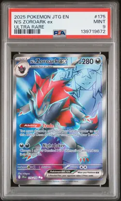 PSA 9 MINT N's Zoroark EX UR 175/159 Journey Together Pokemon Card - Image 1