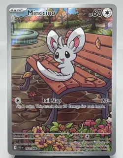 Pokemon TCG Minccino 152/086 Sv: Black Bolt Illustration Rare Holo Card Cute - Image 1
