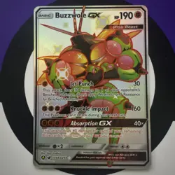 **NM POKEMON: Buzzwole GX SV68/SV94 Rare Shiny GX Hidden Fates Shiny Vault** - Image 1