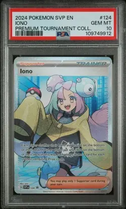Pokemon PSA 10 Black Star Promo Premium Tournament Collection Iono #124 - Image 1