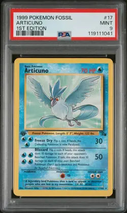 1999 Pokemon Fossil 17 Articuno 1st Edition PSA 9 (11 Cert) - Image 1