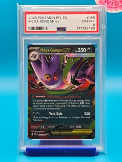 PSA 8 - 2025 POKEMON PFL EN-PHANTASMAL FLAMES 056 MEGA GENGAR EX - Image 1
