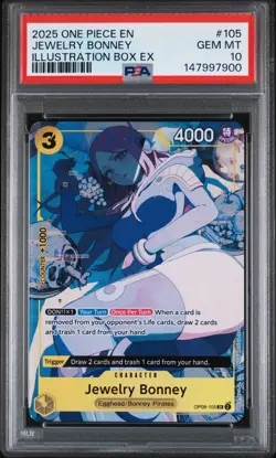 One Piece CCG Jewelry Bonney Illustration Bx. EX OP08-105 PSA 10 Gem Mint - Image 1