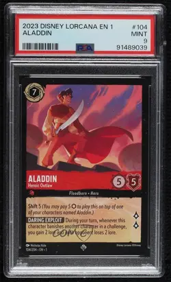 2023 Disney Lorcana The First Chapter 1 Aladdin - Heroic Outlaw Super Rare PSA 9 - Image 1