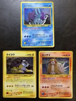 Pokemon Cards Suicune Raikou Entei Swirl Holo Neo Series Collection - Image 1