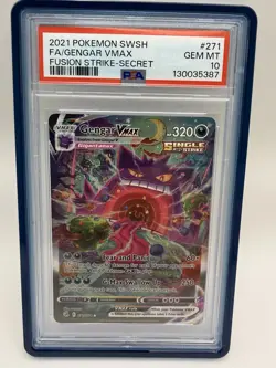 Pokemon Gengar VMAX Alternate Art Secret Rare Fusion Strike 271/264 PSA 10 - Image 1