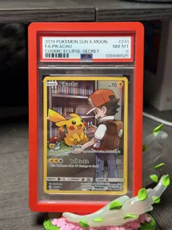 2019 POKEMON SUN & MOON COSMIC ECLIPSE SECRET #241 FULL ART/PIKACHU PSA 8 - Image 1