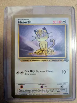 Pokemon Meowth 56/64 Jungle Gold Border Rare Holo WOTC Fruit Roll-Ups Promo - Image 1