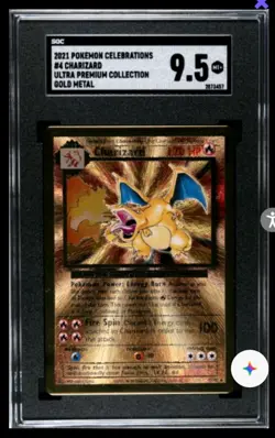 Pokemon Charizard Celebrations Ultra-Premium Coll. Gold Metal Promo #4 SGC 9.5 - Image 1
