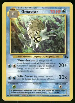 1999 Heavy Played Pokemon Omanstar 40/62 Fossil English - Image 1