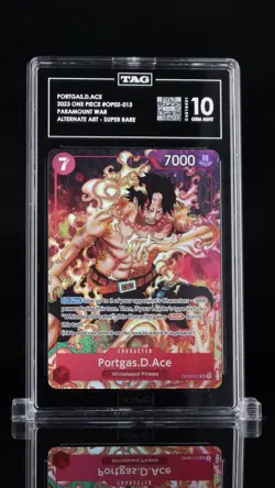 One Piece Portgas.D.Ace OP02-013 Paramount War Alt Art TAG 10 English - Image 1