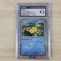 CGC 9.5 HEAD SWIRL 🌀💫 Psyduck MEP 007 Mega Cosmos Holo Promo Pokemon Card - Image 3
