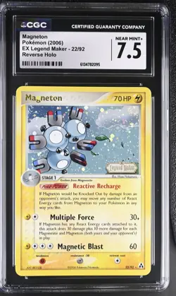 CGC 7.5 Magneton 22/92 EX Legend Maker Reverse Holo Stamped Pokemon Card - Image 1