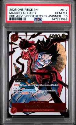 2025 ONE PIECE 3RD ANNIVERSARY TOURNAMENT 3 BROTHERS PACK MONKEY D. LUFFY PSA 10 - Image 1