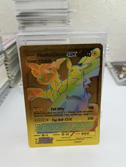 Pokemon Pikachu & Zekrom GX Gold Metal Secret Rare TAG TEAM 184/181 240 HP - Image 1