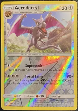 Aerodactyl Reverse Holo Rare 130/181 Pokemon TCG Sun & Moon Team Up NM - Image 1