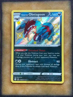 Pokemon Galarain Obstagoon SV080/SV122 Shining Fates Shiny Vault Shiny Holo NM - Image 1