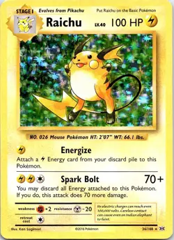 RAICHU 36/108 HOLO RARE EVOLUTIONS POKEMON HP - Image 1