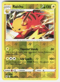 Raichu 053/196 Rare Lost Origin Pokemon Reverse Holo Lightly Played - Image 1
