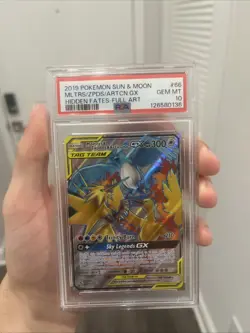 Pokemon Moltres & Zapdos & Articuno GX Hidden Fates Full Art #66 PSA 10 Gem Mint - Image 1
