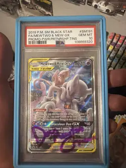 Pokemon Mewtwo Mew GX SM191 SM BlackStar Promo Holo Autographed Dan Green PSA10 - Image 1