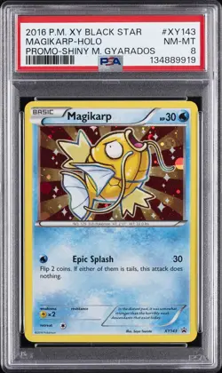2016 POKEMON XY BLACK STAR PROMO SHINY MEGA GYARADOS #XY143 MAGIKARP-HOLO PSA 8 - Image 1