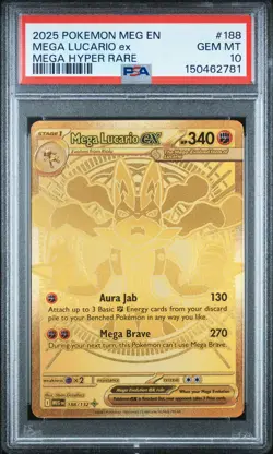2025 POKEMON MEG EN-MEGA EVOLUTION MEGA HYPER RARE #188 MEGA LUCARIO EX PSA 10 - Image 1