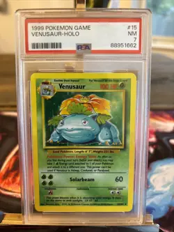 1999 Pokemon TCG Venusaur #15/102 Holo Base Set Unlimited Rare PSA 7 - Image 1