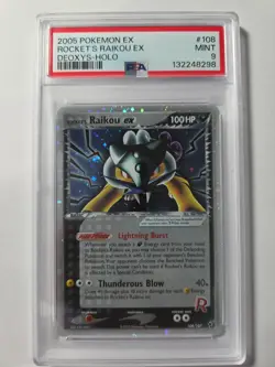 Rocket's Raikou Ex 108/107 Secret Rare Ultra Rare Pokemon Ex Deoxys PSA 9 MINT - Image 1