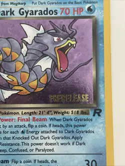 Pokemon TCG Dark Gyarados Holo Rare Card 8/82 Prerelease - Image 2
