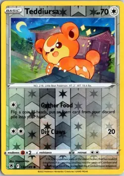Pokemon Teddiursa 122/189 Astral Radiance Reverse Holo Common NM English TCG - Image 1