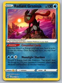 Radiant Greninja 046/189 Radiant Rare Astral Radiance Pokemon Holo LP - Image 1