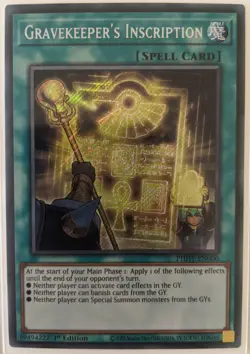 YuGiOh Gravekeeper's Inscription Secret Rare 1st Edition PHHY-EN000 - Image 1