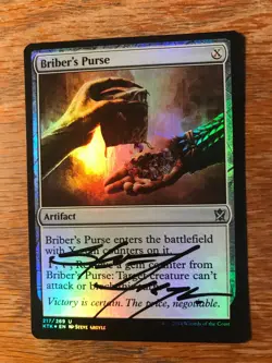 Magic the Gathering MTG foil Briber's Purse Khans of Tarkir signed LP+ - Image 1