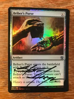 Magic the Gathering MTG foil Briber's Purse Khans of Tarkir signed LP+ - Image 2