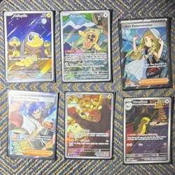 Pokemon TCG Full Art Holo Lot - Heliolisk, Rotom, Lillie, Dedenne (6 Cards) - Image 1