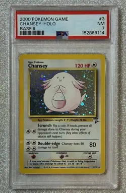 2000 Pokemon Base Set 2 Chansey Holo #3 PSA 7 NM WOTC Vintage - Image 1