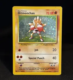 Pokemon Hitmonchan 7/102 Base Set Holo Rare Unlimited 70 HP English 1999 - Image 1