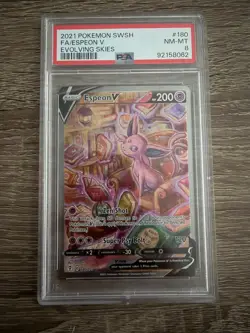 Espeon V 180/203 Pokemon TCG Evolving Skies Full Art Holo PSA 8 - Image 1