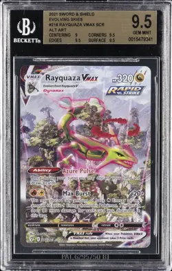 2021 POKEMON ENGLISH EVOLVING SKIES ALTERNATE FULL ART#218 RAYQUAZA VMAX BGS 9.5 - Image 1