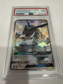 2018 Pokemon Sun & Moon Celestial Storm: Rayquaza GX #177a, Full Art, PSA 9 Mint - Image 1