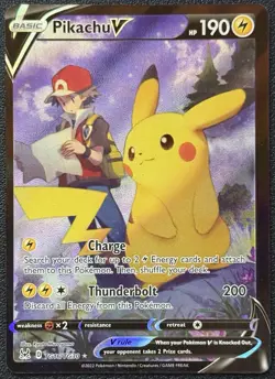 Pokemon Pikachu V Ultra Rare Full Art Holo TG16/TG30 Lost Origin Trainer Gallery - Image 1
